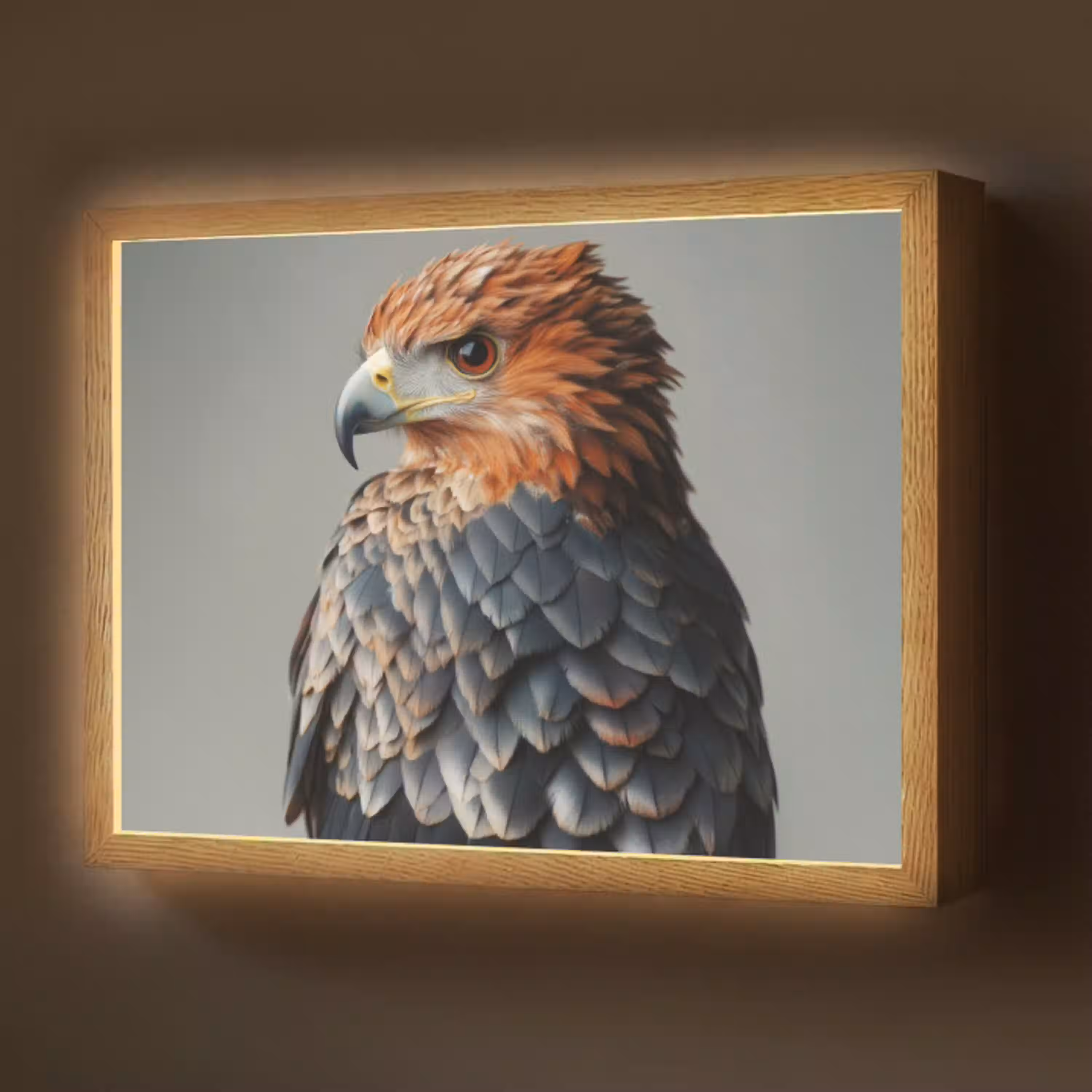 Vogel - Realistisch - Veren - Bruin Light Box met batterij (Wandlamp) middel -z3d_website
