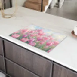 Tulpen - Veld - Lente - Roze Inductie beschermer vinyl 3mm klein -sfeer8