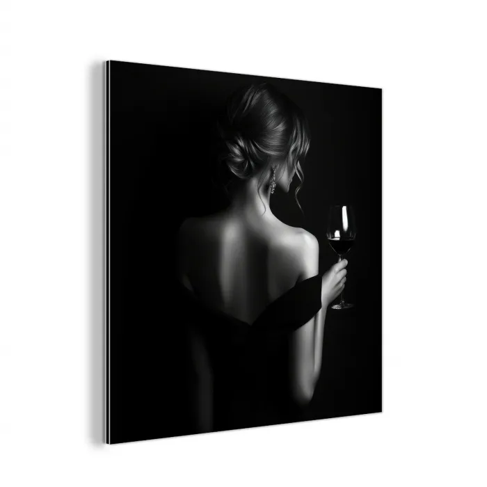 Vrouw - Wijn - Jurk aluminium wit klein -3d