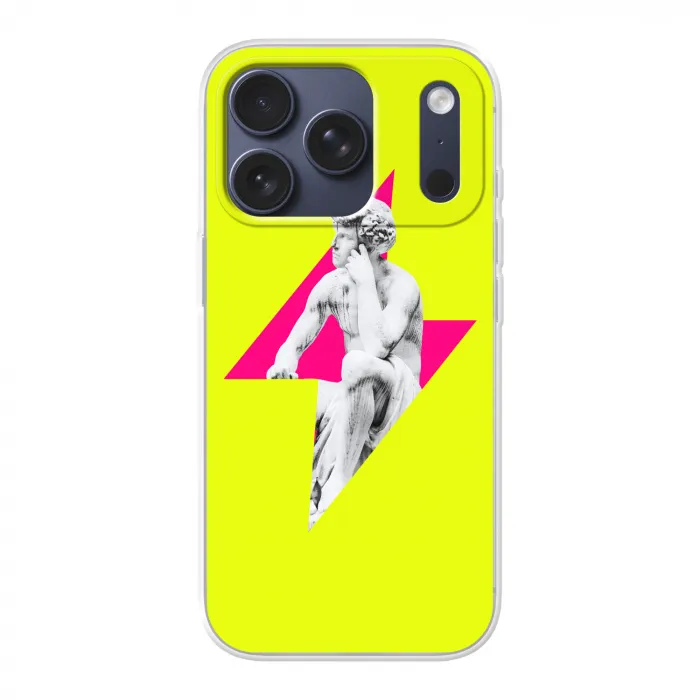 Beeld - Man - Bliksemschicht - Geel Telefoonhoesje iPhone 17 Pro klein -3d