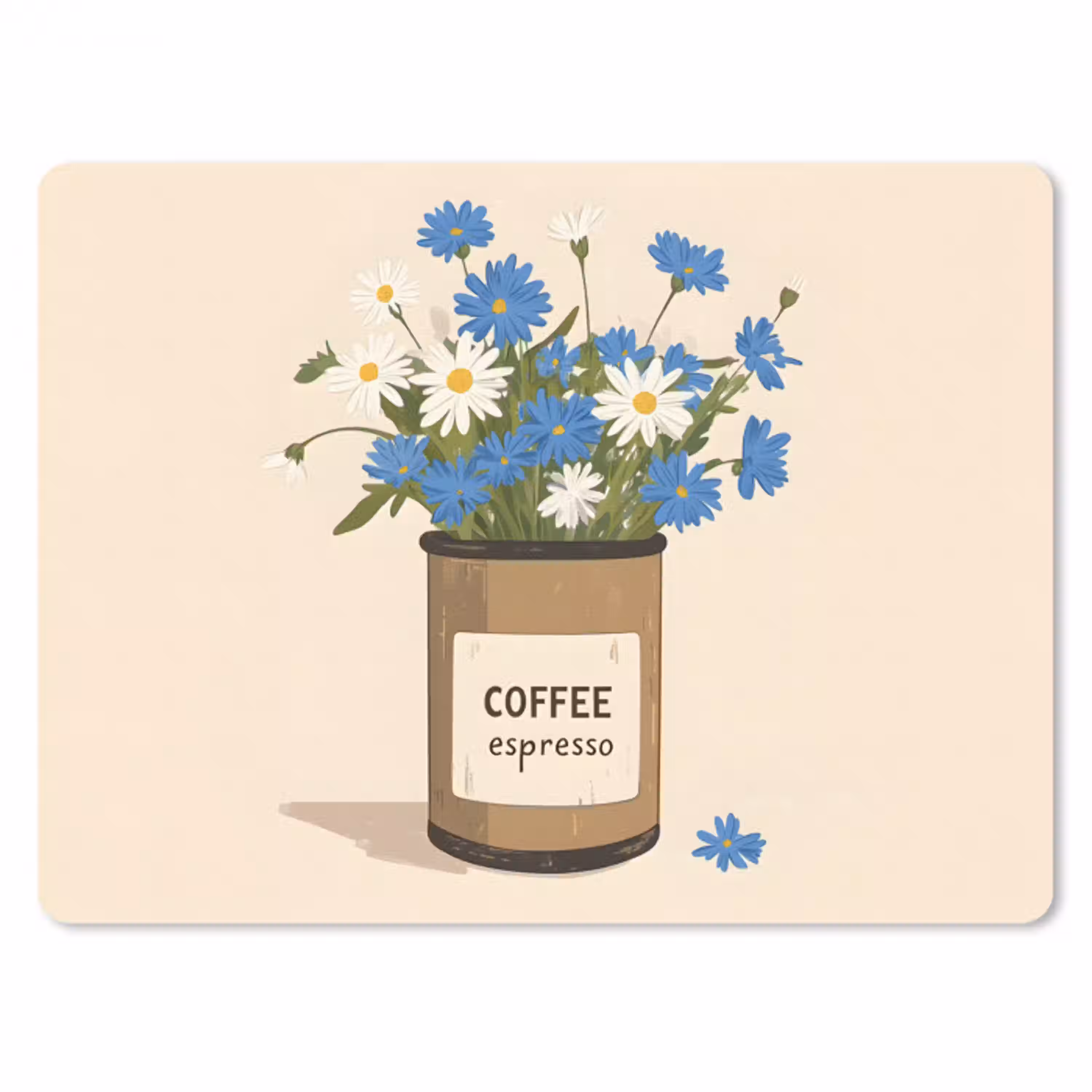Coffee - Blik - Minimalistisch - Bloemen muismat rubber klein -3d