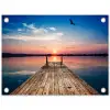 Steiger - Water - Zonsondergang - Roze - Horizon tuinposter los doek klein -3d