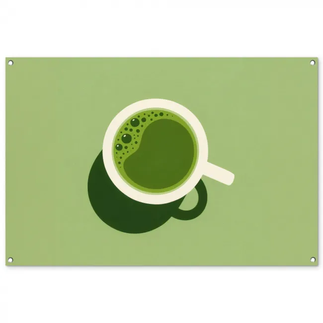 Minimalistisch - Kopjes - Matcha -Groen tuinposter los doek groot -3d