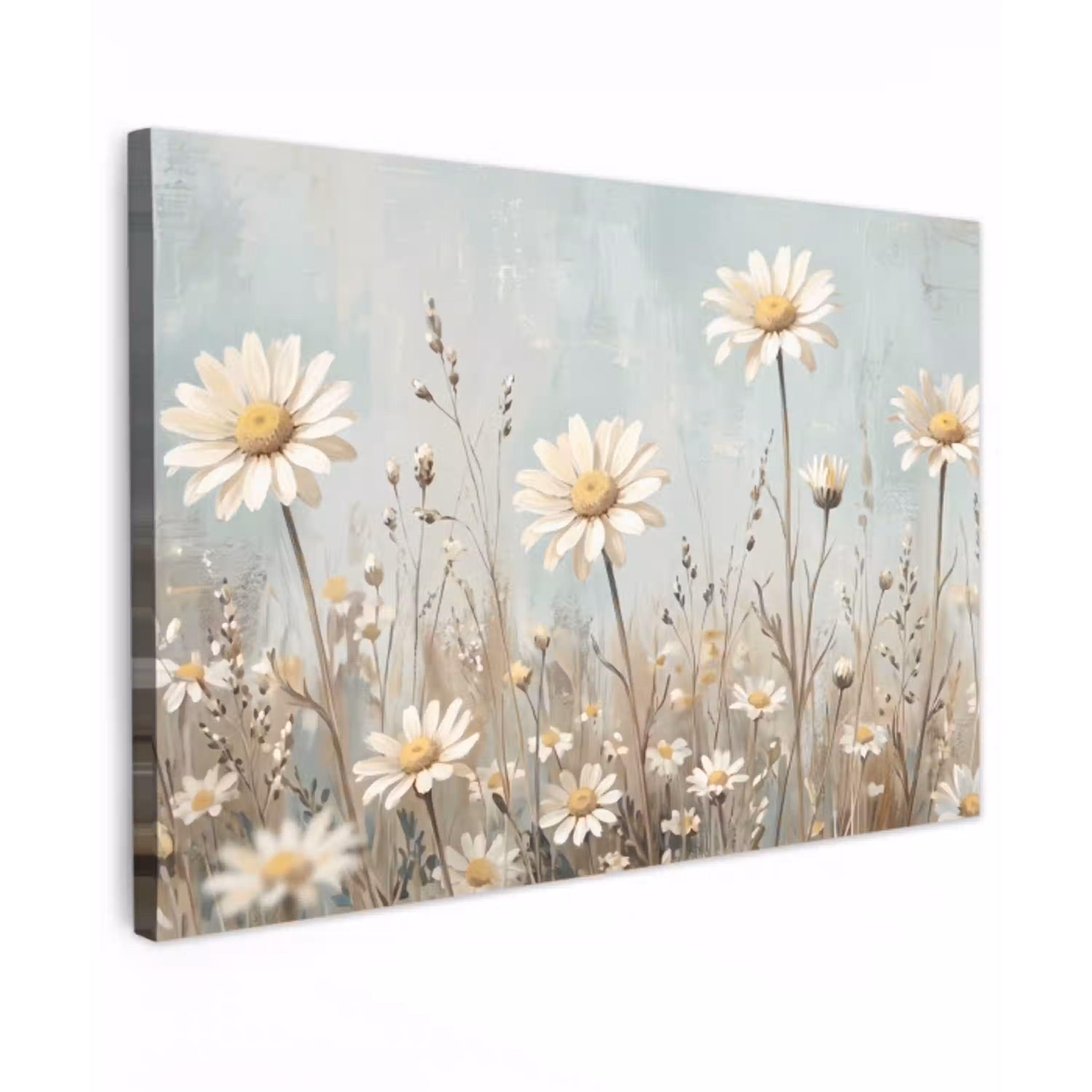 Madelief - Illustratie - Wit Tuinposter op houten frame 2 cm dik klein -3d