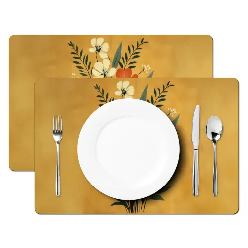 Bladeren - Boeket - Bloemen - Geel Placemat vinyl groot -zzsfeer2_Kitchenyeah-website