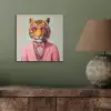 Tijger - Strik - Jasje - Roze aluminium wit klein -sfeer2