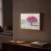 Boom - Natuur - Roze - Zwart wit Light Box met batterij (Wandlamp) middel -sfeer1