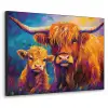 Schotse hooglander - Koeien - Dieren - Kunst Textielframe zwart klein -3d