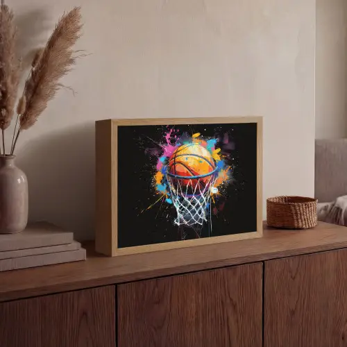 Graffiti - Sport - Basketbal - Basket Light Box met batterij (Wandlamp) middel -sfeer2