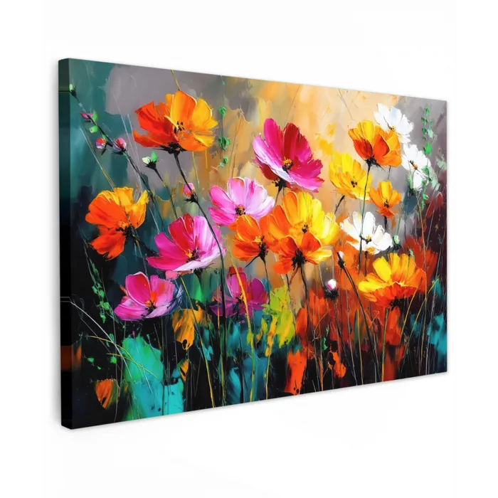 Felgekleurd - Bloemblaadjes - Abstract canvas 2cm klein -z3d