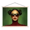 Vrouw - Groen - Bril - Aesthetic - Modern textielposter latten blank klein -3d