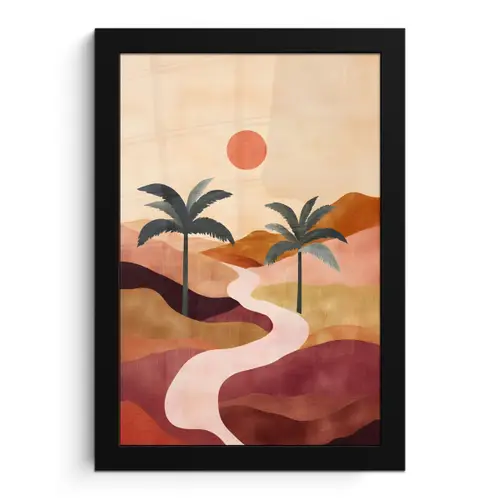 Heuvels - Palmbomen - Abstract fotolijst zwart zonder passe partout klein -3d