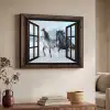 Paarden - Winter - Dieren - Natuur - Doorkijk Textielframe zwart klein -sfeer3