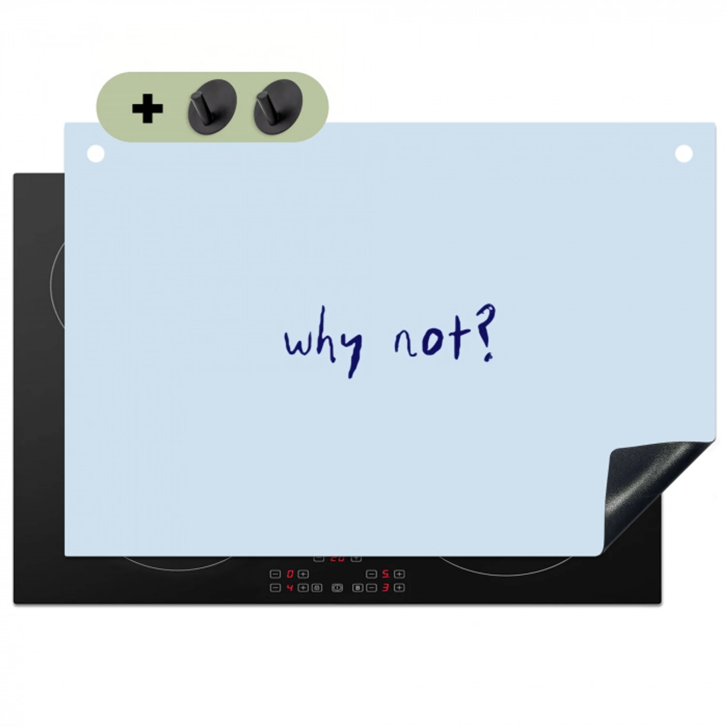 Why not - Blauw - Donker blauw - Quote Inductie beschemer met haakjes klein -3d