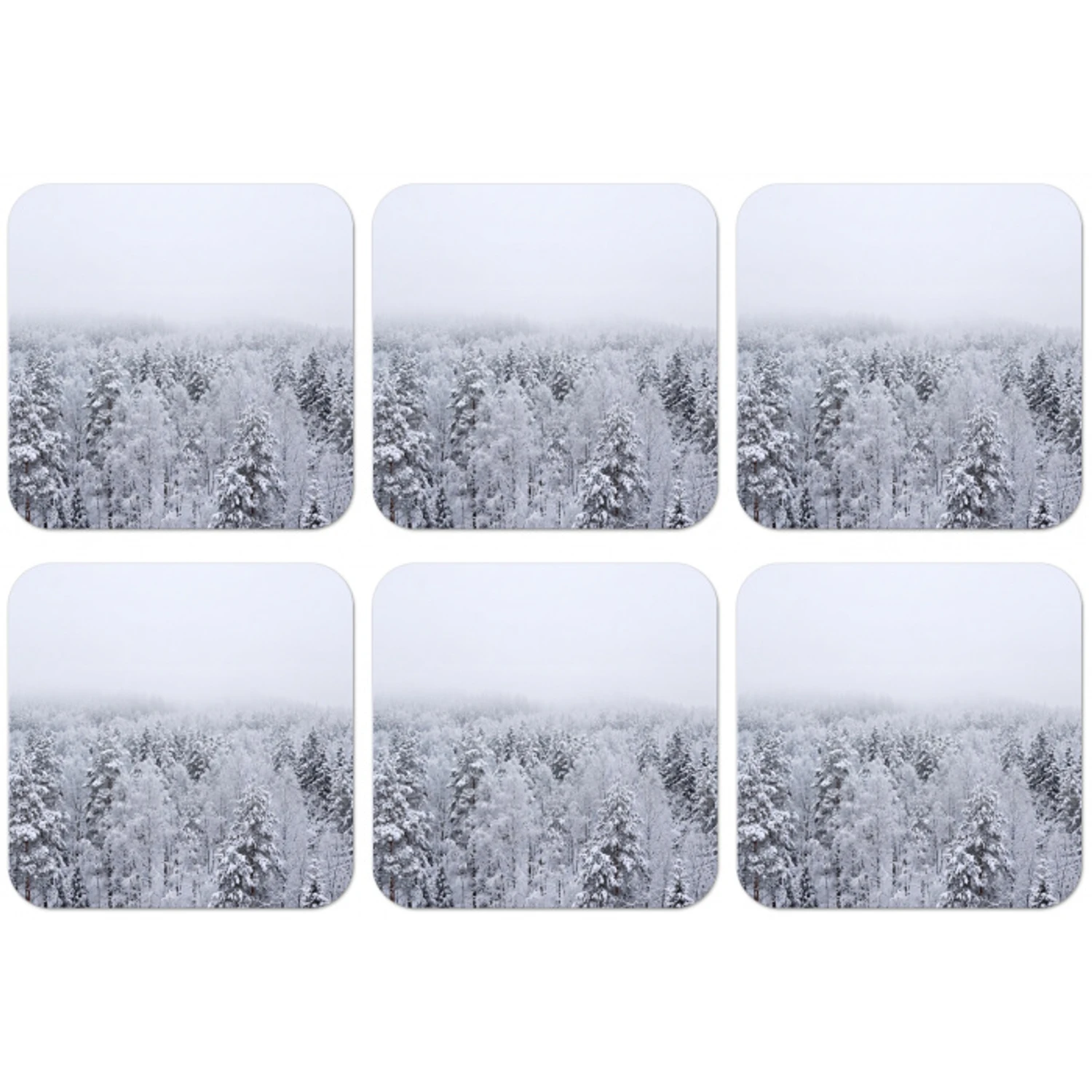 Bos - Sneeuw - Winter - Natuur - Wit onderzetter kurk middel -zkaufland3dotto