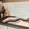 Golven - Zwart - Zandkleur Inductie beschermer vinyl 3mm klein -sfeer3