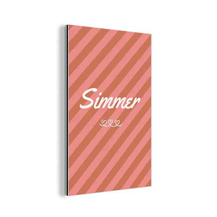 Simmer - Hartjes - Strepen - Roze aluminium wit klein -3d