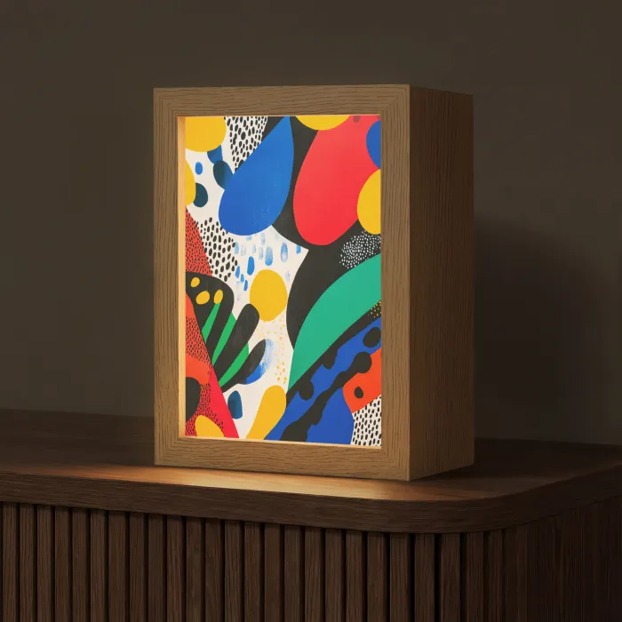 Abstract - Planten - Vormen - Kleurrijk Light Box met kabel (Tafellamp) klein -z3d_website