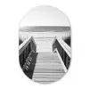 Loopbrug - Hout - Strand - Zee Wandcirkel Ovaal Glas middel -3d