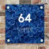 Blauwe rozen - Modern Naambord Vierkant klein -sfeer2