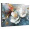 Bloemen - Wit - Goud - Kunst - Abstract Textielframe zwart klein -3d