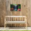 Waterval in Bloeiende Tropische Tuin Tuinposter op houten frame 2 cm dik klein -sfeer4
