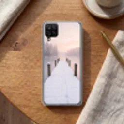 Steiger - Meer - Mist - Winter - Serene Telefoonhoesje Samsung Galaxy A12 klein -sfeer1