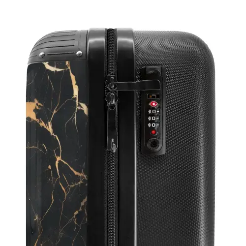 Marmer - Gouden Aderen op Zwart Marmer NBS - Handbagage koffer - Kinderen Unisex middel -slot