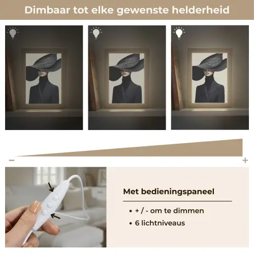 Zwart - Vrouw - Hoed Light Box met kabel (Tafellamp) klein -USP_dimbaarNL