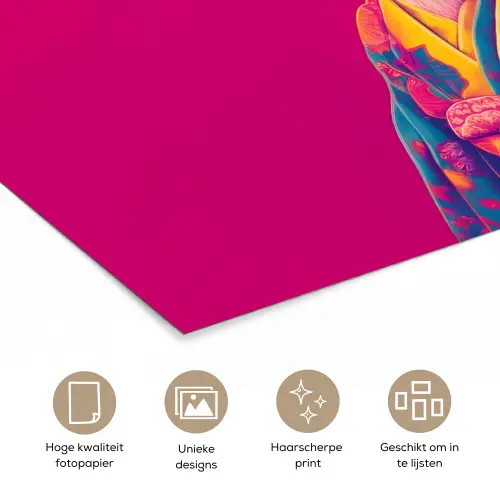 Geit - Hoorns - Kimono - Kleurrijk poster papier klein -closeup_NL