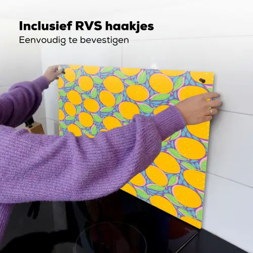 Sinaasappels - Bladeren - Kleurrijk Inductie beschemer met haakjes klein 777 -ky-ophangen-nl