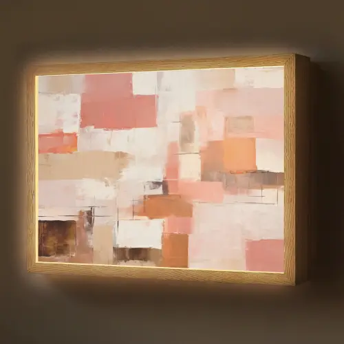 Kunst - Roze - Abstract Light Box met batterij (Wandlamp) middel -z3d_website