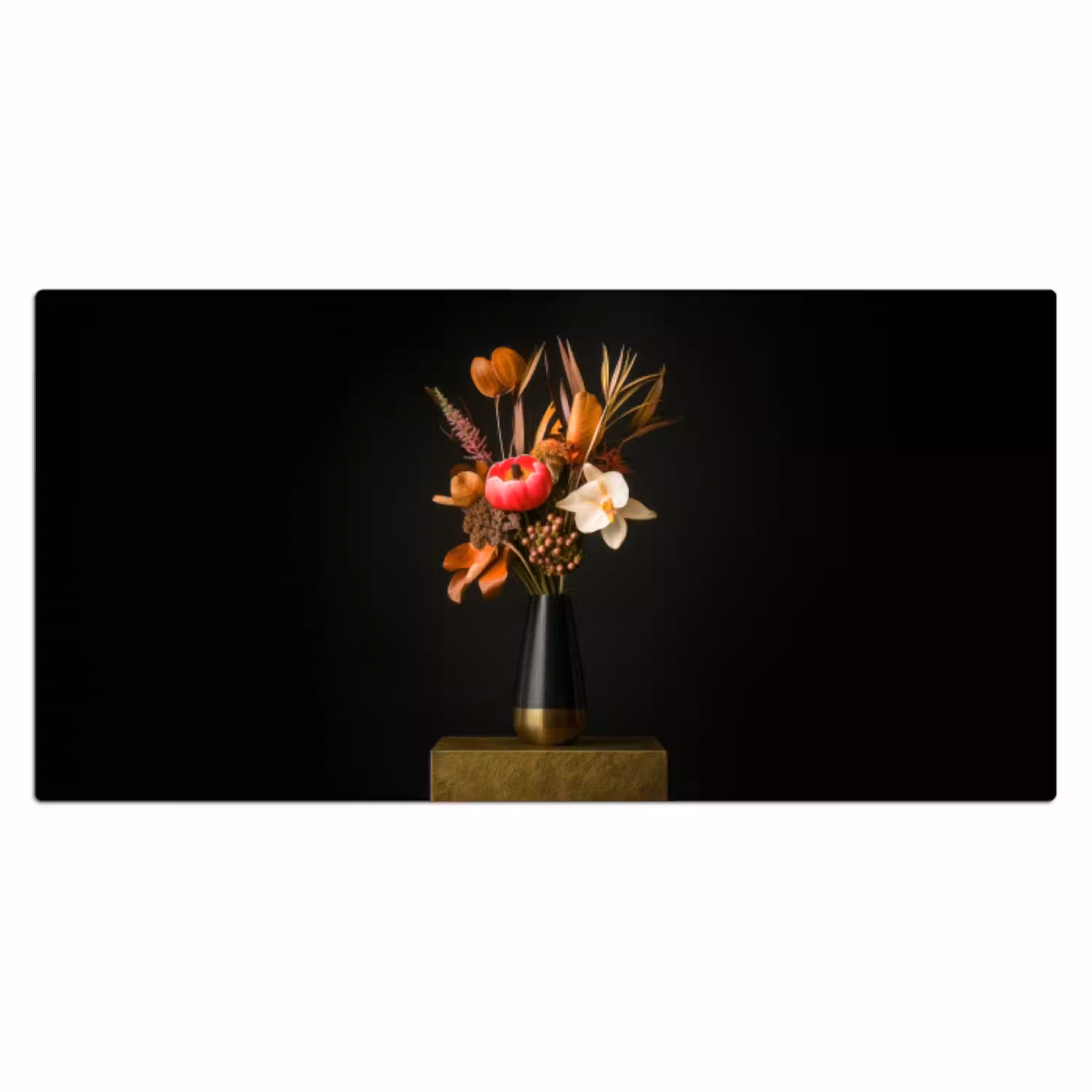 Boeket - Oranje - Gouden - vaas Muismat XXL klein -3d_leeg