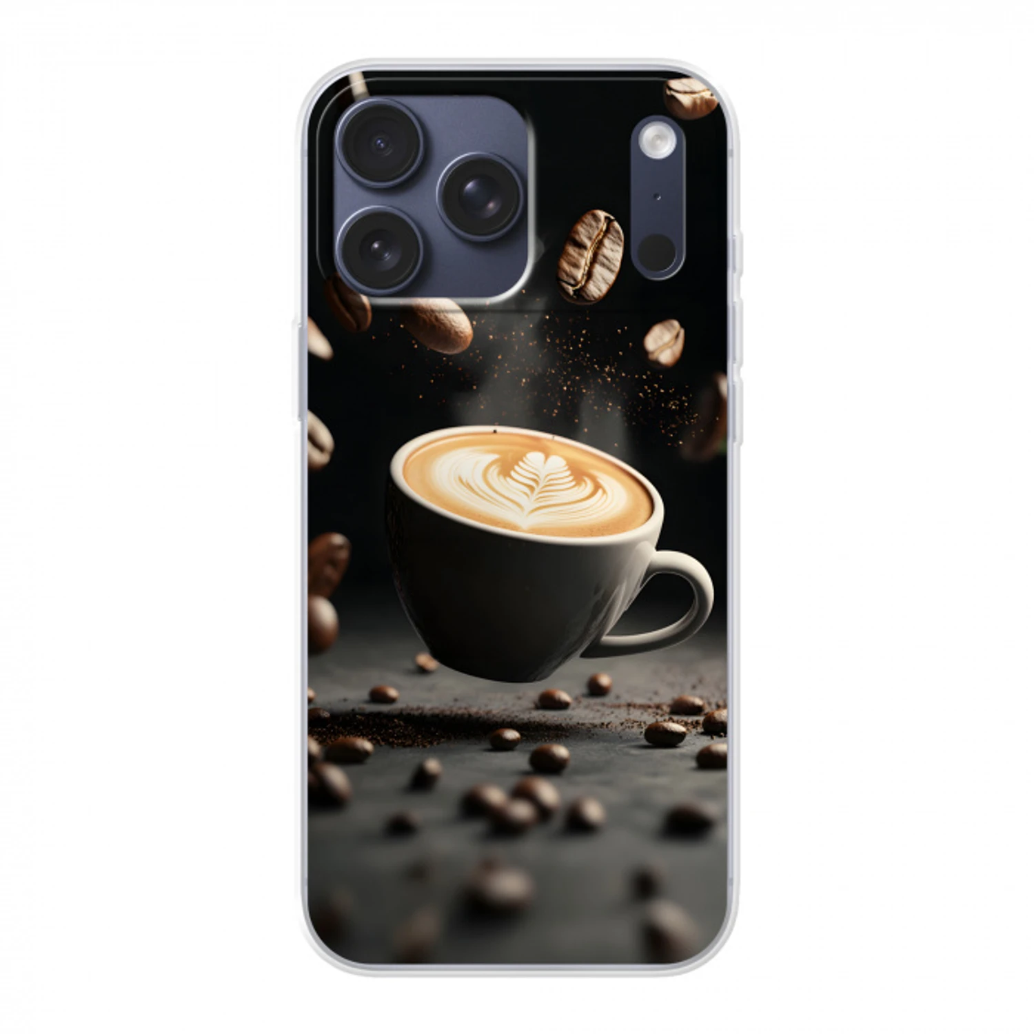 Cappuccino - Kop - Bonen - Bruin Telefoonhoesje iPhone 17 Pro Max klein -3d