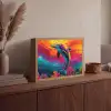 Dolfijn - Kleurrijk - Oceaan - Koraal Light Box met batterij (Wandlamp) middel -sfeer2