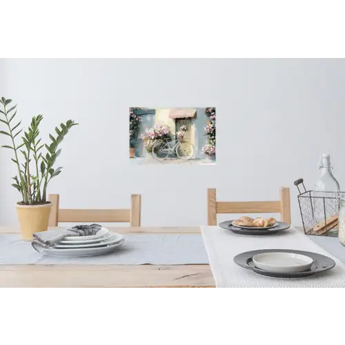 Fiets - Pastelkleuren - Bloemen Muursticker klein -eettafel