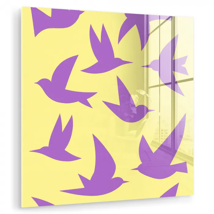 Vogels - Cirkel - Geel - Beweging plexiglas 5mm klein -zzzproduct_nieuw