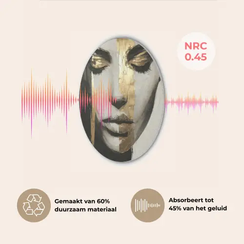 Ogen - Gezicht - Goud - Strepen Akoestische PET Vilt - Rond klein -USP_NL