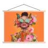 Vlinders - Vrouw - Zonnebril - Kleurrijk textielposter latten blank klein -3d