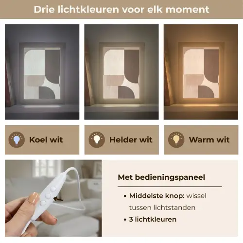Geometrisch - Geweven structuur - Modern Light Box met kabel (Tafellamp) klein -USP_lichtkleurNL