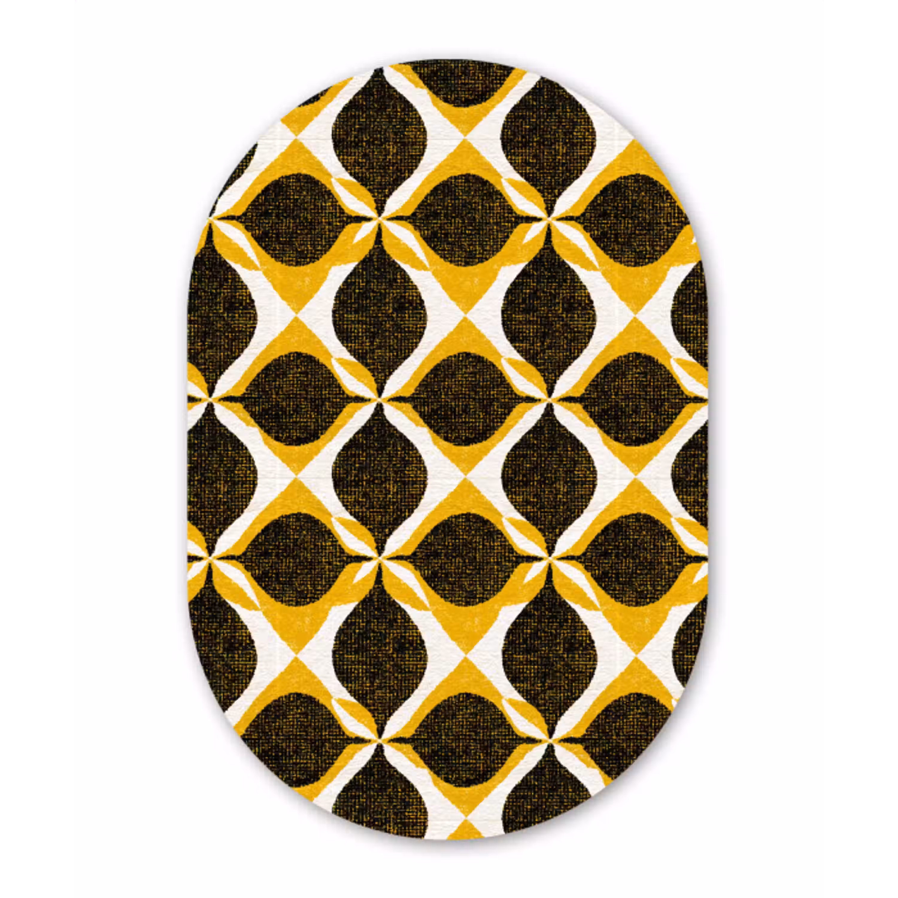 Geel - Zwart - Geometrisch - Retro - Textuur Wandcirkel Ovaal Forex klein 630 -3d