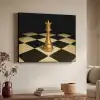 Koningin - Schaakstuk - Geblokt - Goud Textielframe - compleet frame klein -sfeer3