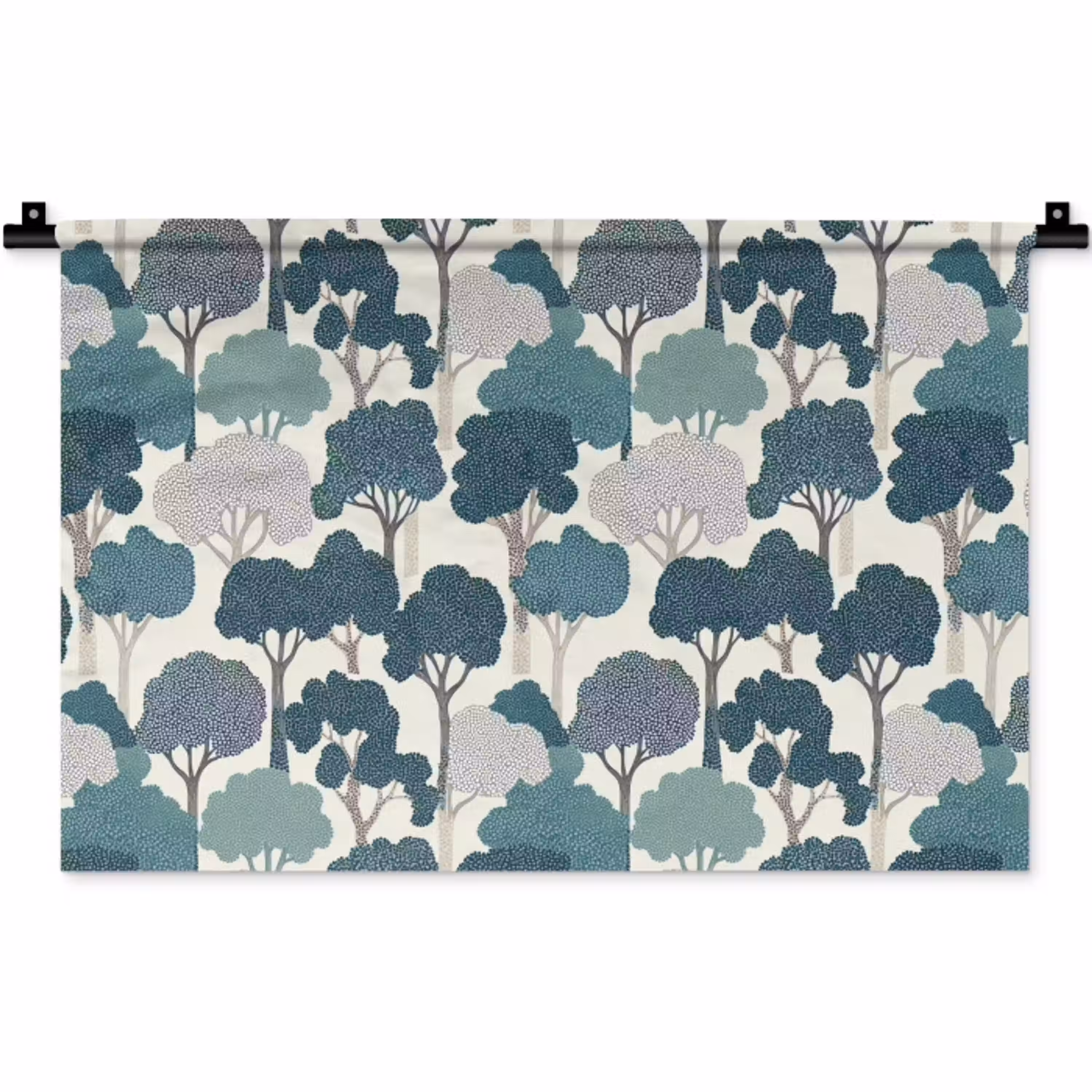 Modern - Bomen - Bos - Patroon - Blauw Wandkleed katoen klein 269 -zz3d