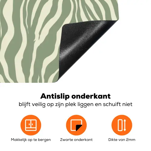 Zebra - Motief - Groen Inductie beschermer vinyl 3mm klein 276 -zzzzzzz-td-onderkant