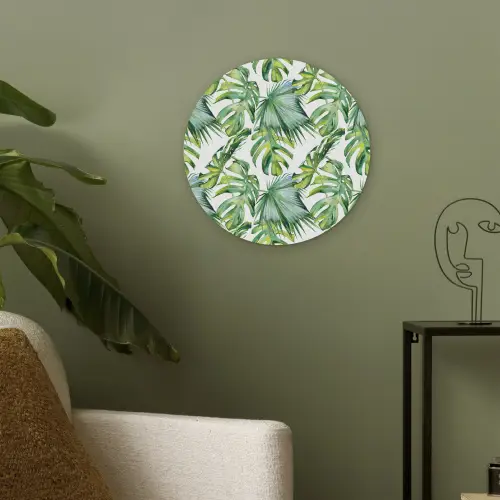 Bladeren - Monstera - Tropical - Jungle Akoestische PET Vilt - Rond klein -sfeer2