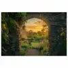 Poort - Planten - Zonsondergang poster papier klein -3d