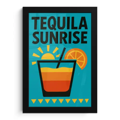 Illustratie - Tequila - Glas - Blauw fotolijst zwart zonder passe partout klein -3d