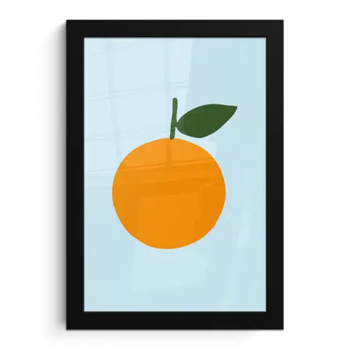 Fruit - Sinaasappel - Oranje fotolijst zwart zonder passe partout klein -3d