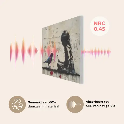 Street art - Meisje - Vogel - Graffiti - Banksy PET vilt klein -USP_NL