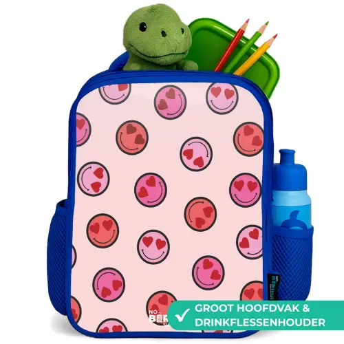 Hartje - Smiley - Patroon Kinderrugzak - Blauw middel -inhoud_NL